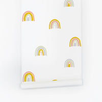 Rainbow print removable wallpaper with modern pastel colors