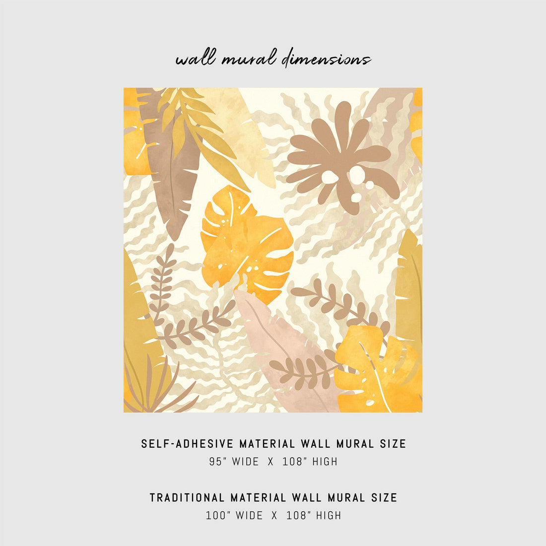 Neutral jungle theme wall mural