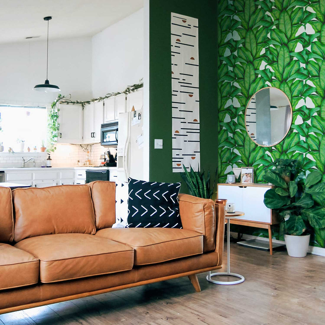 tropical banana leaf wallpaper for living room