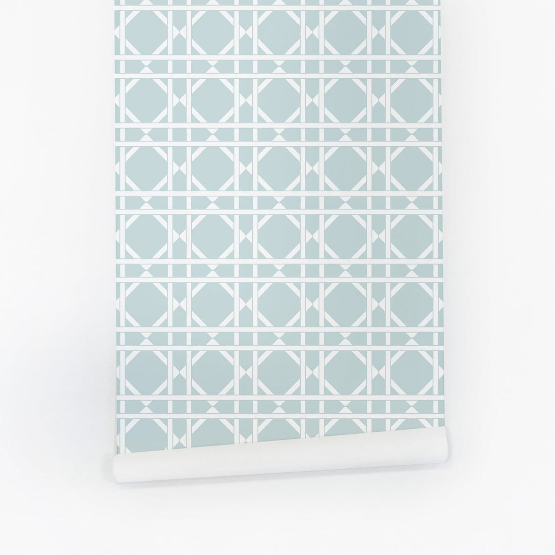 Light blue rattan cane pattern removable wallpaper