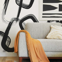 Oversized abstract chain design removable wallpaper wall mural in modern mid century living room