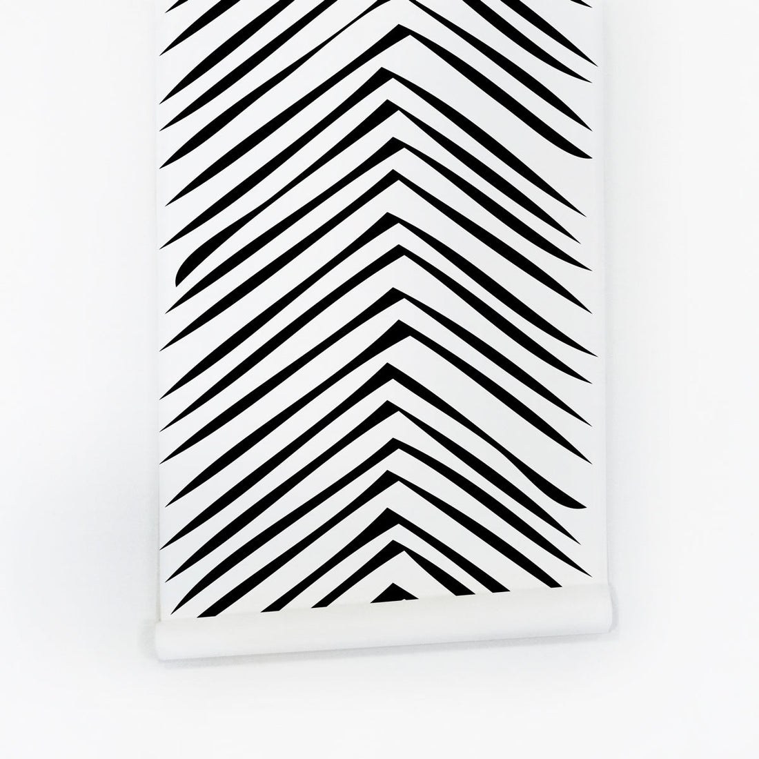 Chevron design peel and stick wallpaper in black