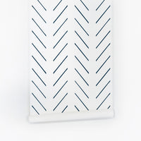 Navy herringbone self-adhesive wallpaper 