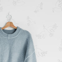 delicate bird pattern removable wallpaper for neutral kids bedroom