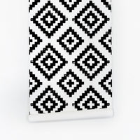 Black abstract rhombs peel and stick wallpaper 