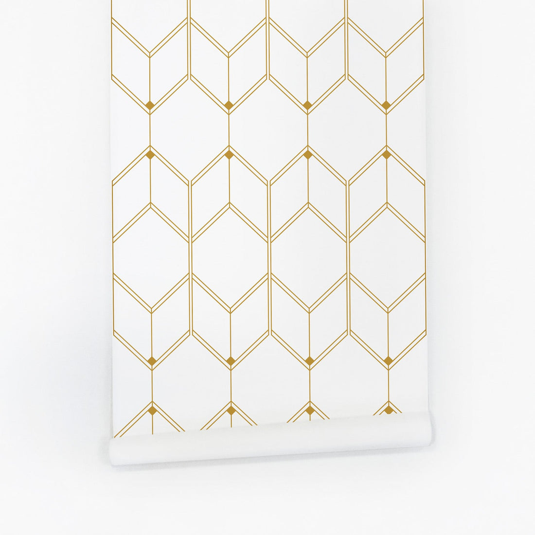 Faux gold removable wallpaper with geometric pattern
