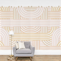 oversized lines pattern wall mural in pastel colors