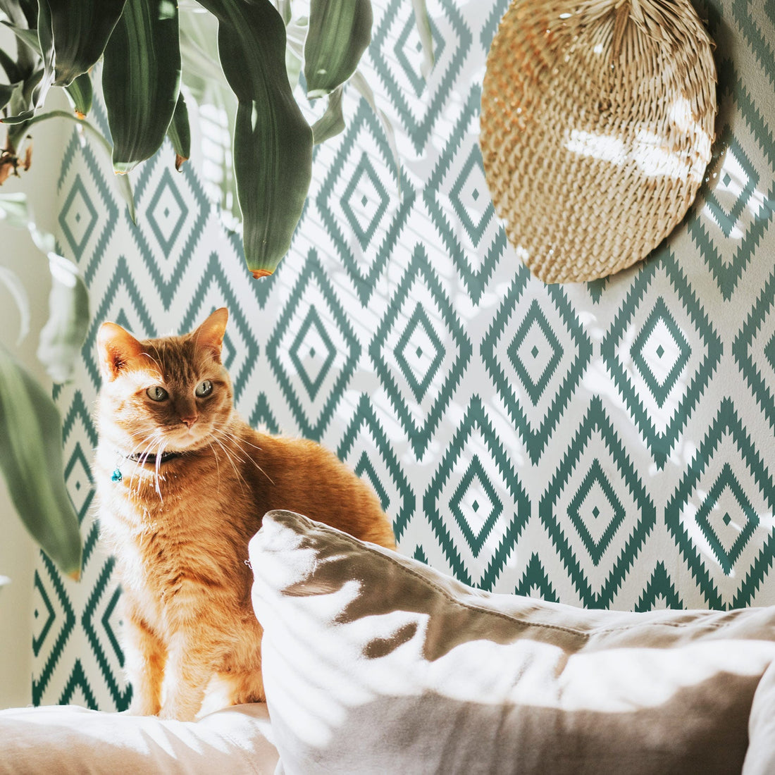 ombre green aztec inspired print for walls