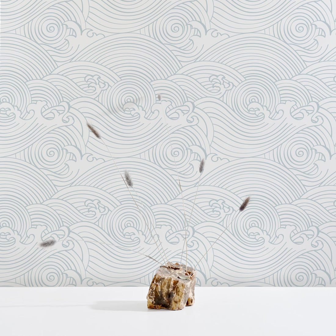 pale blue waves pattern wallpaper for beach house
