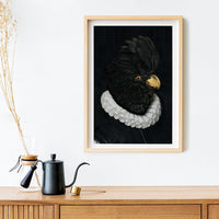 Black and white bird art print poster