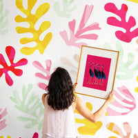 bright large scale coral print wall mural