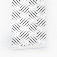 minimal black and white chevron print removable wallpaper for kids room
