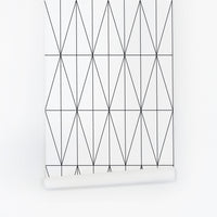 minimalistic geometric lines print peel and stick wallpaper in black and white
