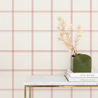 minimal plaid design removable wallpaper in modern foyer interior