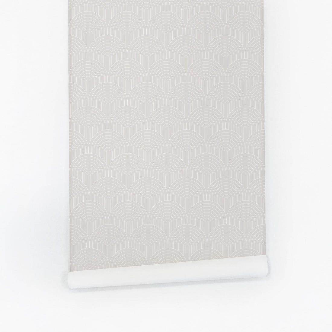 Neutral color scallop design removable wallpaper in art deco style