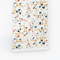 modern design bright terrazzo print peel and stick wallpaper