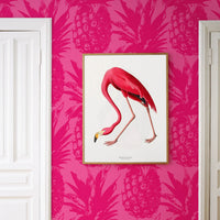 bright pink tropical pineapple print for entryway