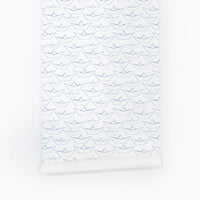 nautical removable wallpaper with paper boats for boys room