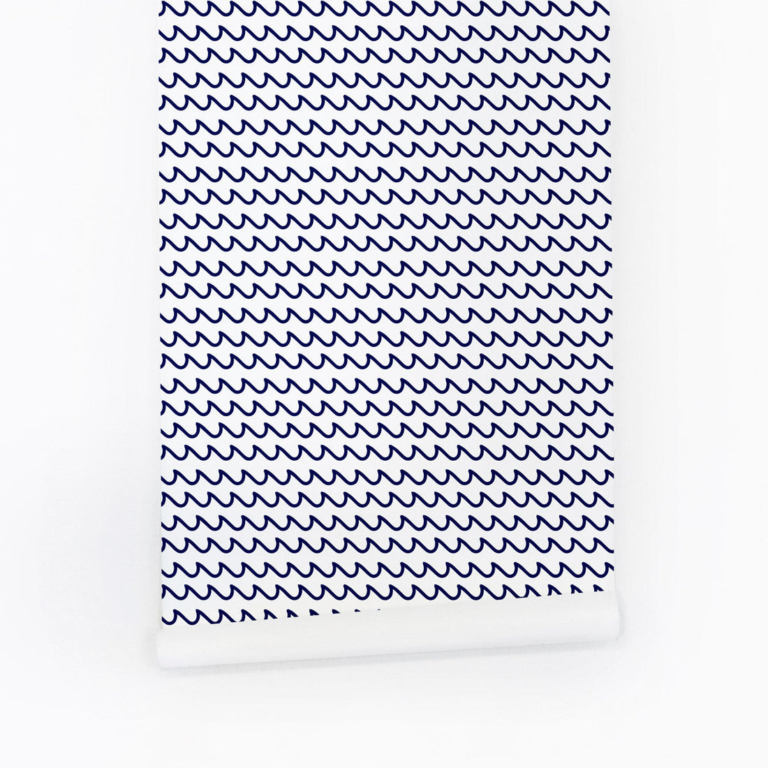 blue drawn waves pattern for nautical kids bedroom
