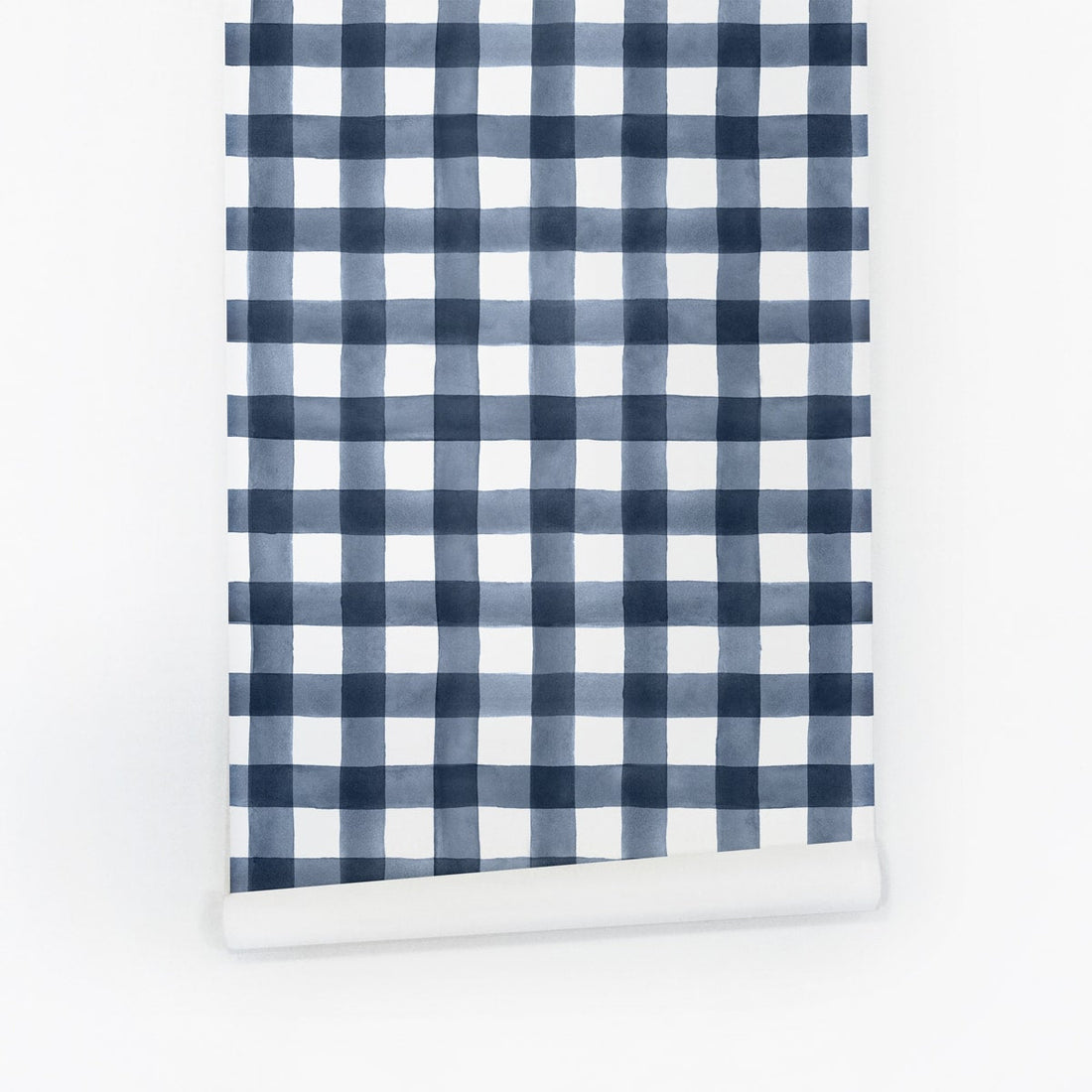Blue watercolour gingham temporary wallpaper 