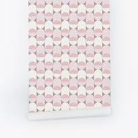 pastel pink retro inspired geometric removable wallpaper