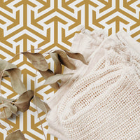 retro shape print wallpaper design for kids room interior in light brown