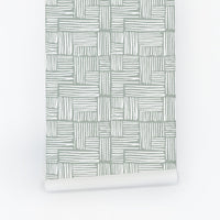 Modern plaid print removable wallpaper in Sage Color