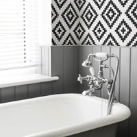 scandi boho ethnic print removable wallpaper for bathroom interior