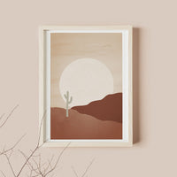 Sunset in the desert painting poster