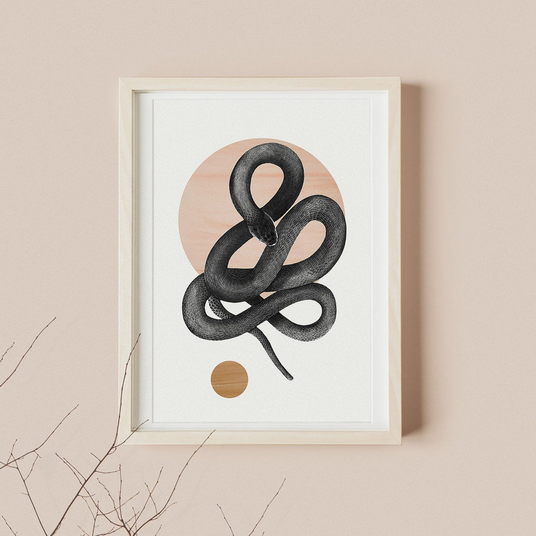 Snake art print interior