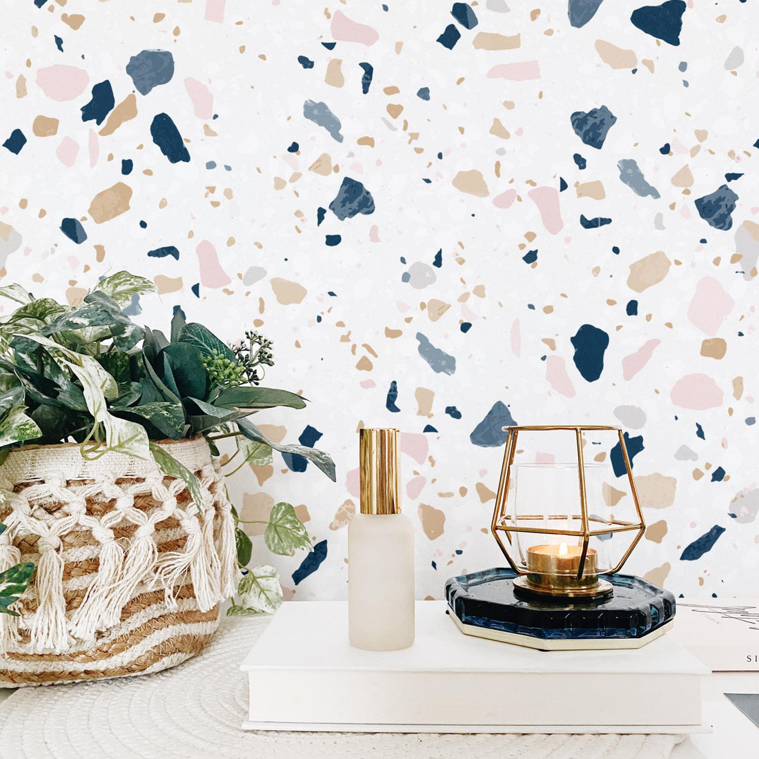 Pastel color terrazzo tile wallpaper interior