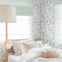 soft grey butterfly pattern removable wallpaper for little girls bedroom