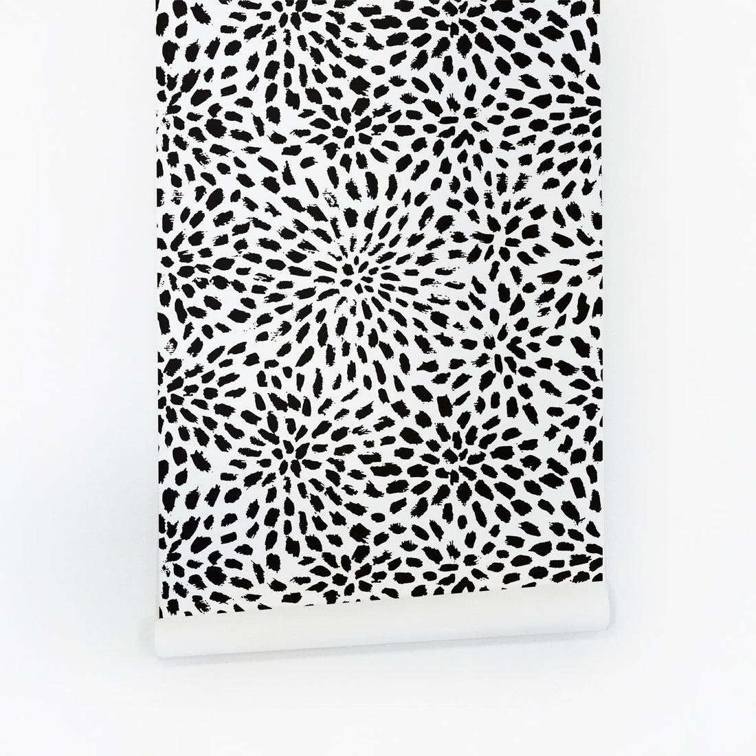 Black abstract flower pattern peel and stick wallpaper