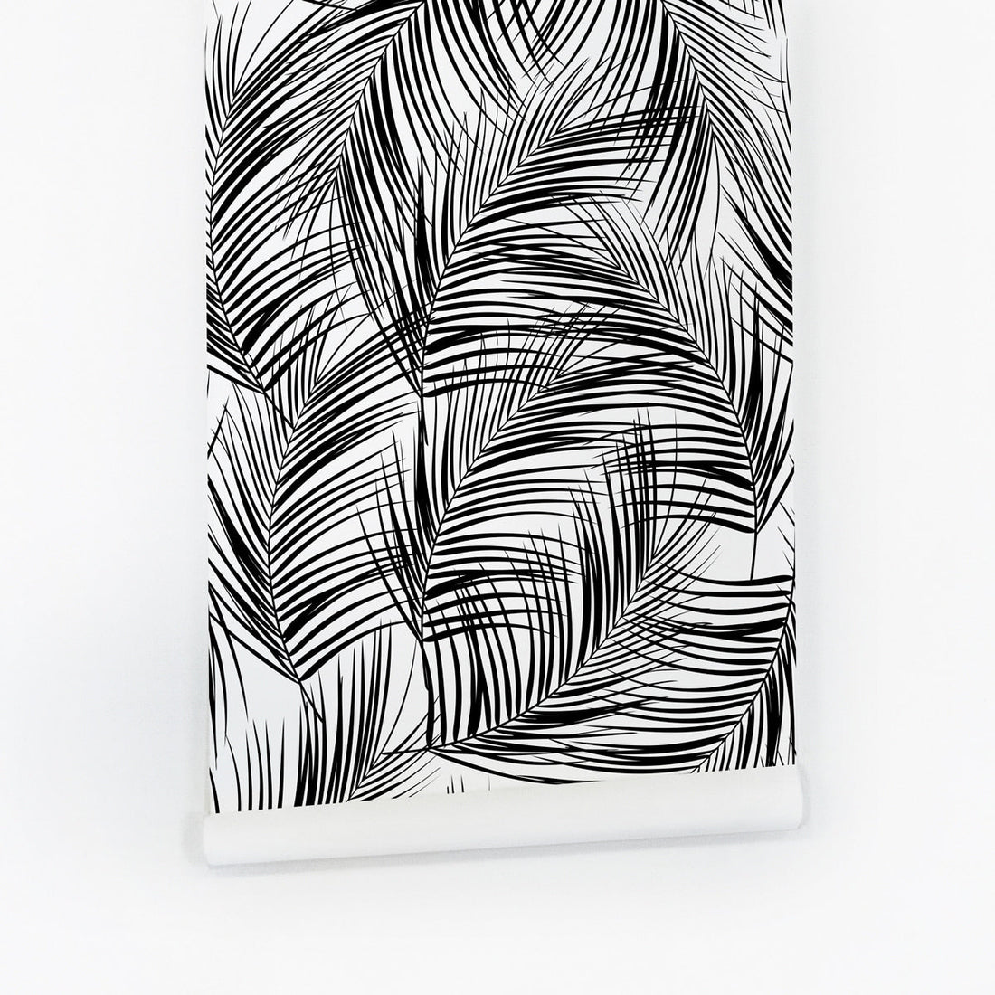 Black and white leaves wallpaper for rental apartment