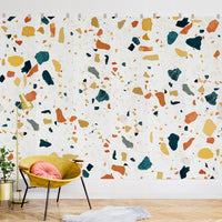 bright large scale terrazzo print wall mural