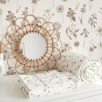 cute floral neutral wallpaper for kids bedroom