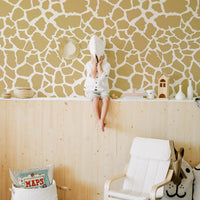 safari theme wallpaper for kids playroom in faux gold color