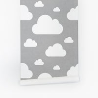 Grey and white clouds removable wallpaper