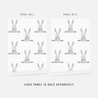 small grey painted bunny pattern removable wallpaper