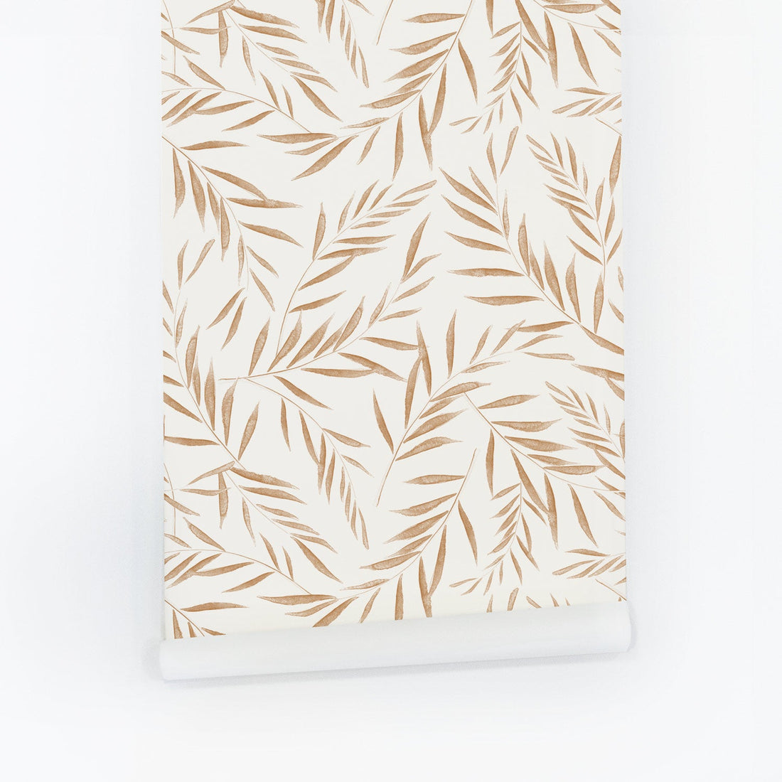 farmhouse style inspired kids bedroom wallpaper with neutral leaves design