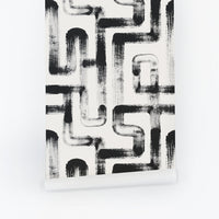 Geometric brush strokes design removable wallpaper