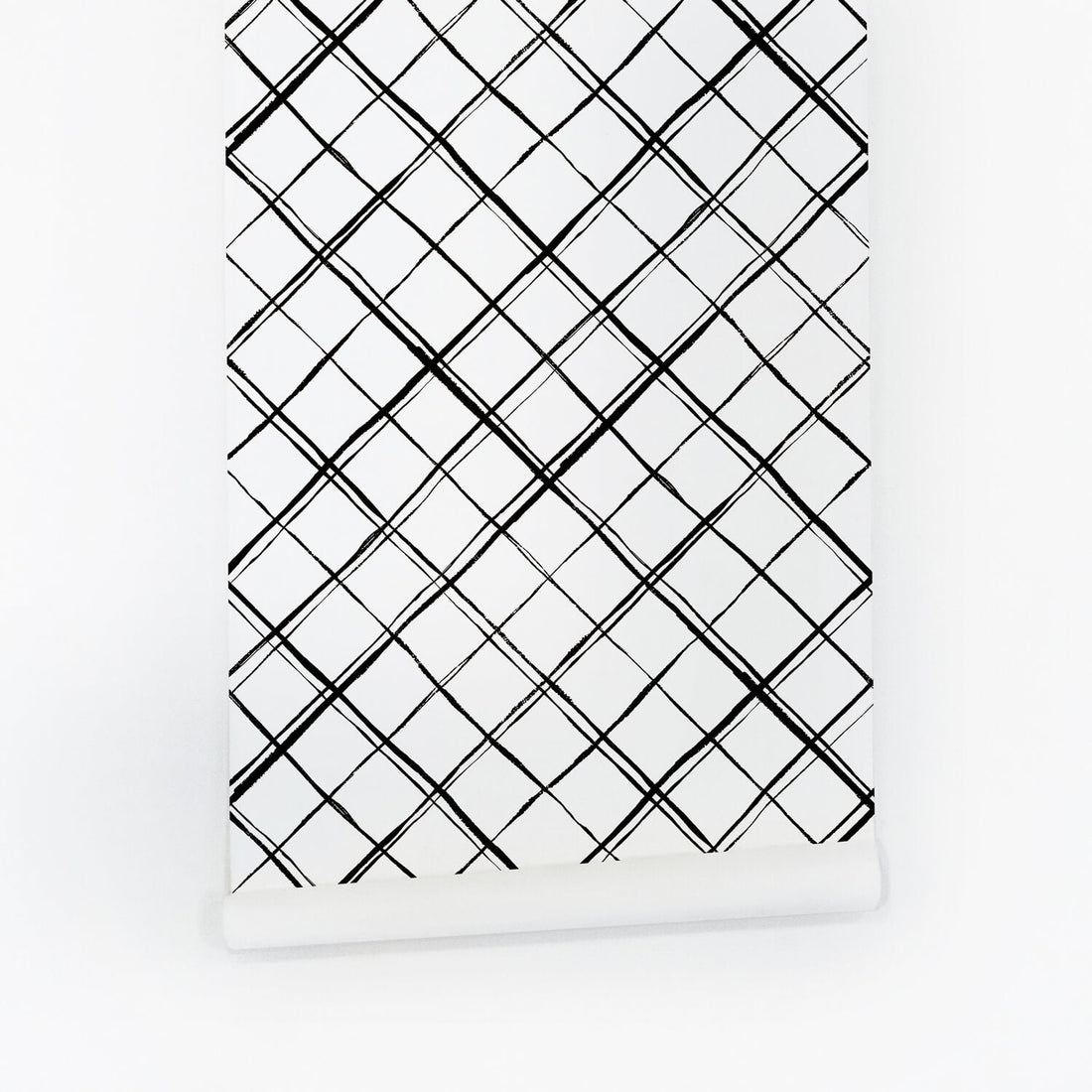 black and white plaid effect farmhouse removable wallpaper