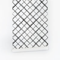 black and white plaid effect farmhouse removable wallpaper