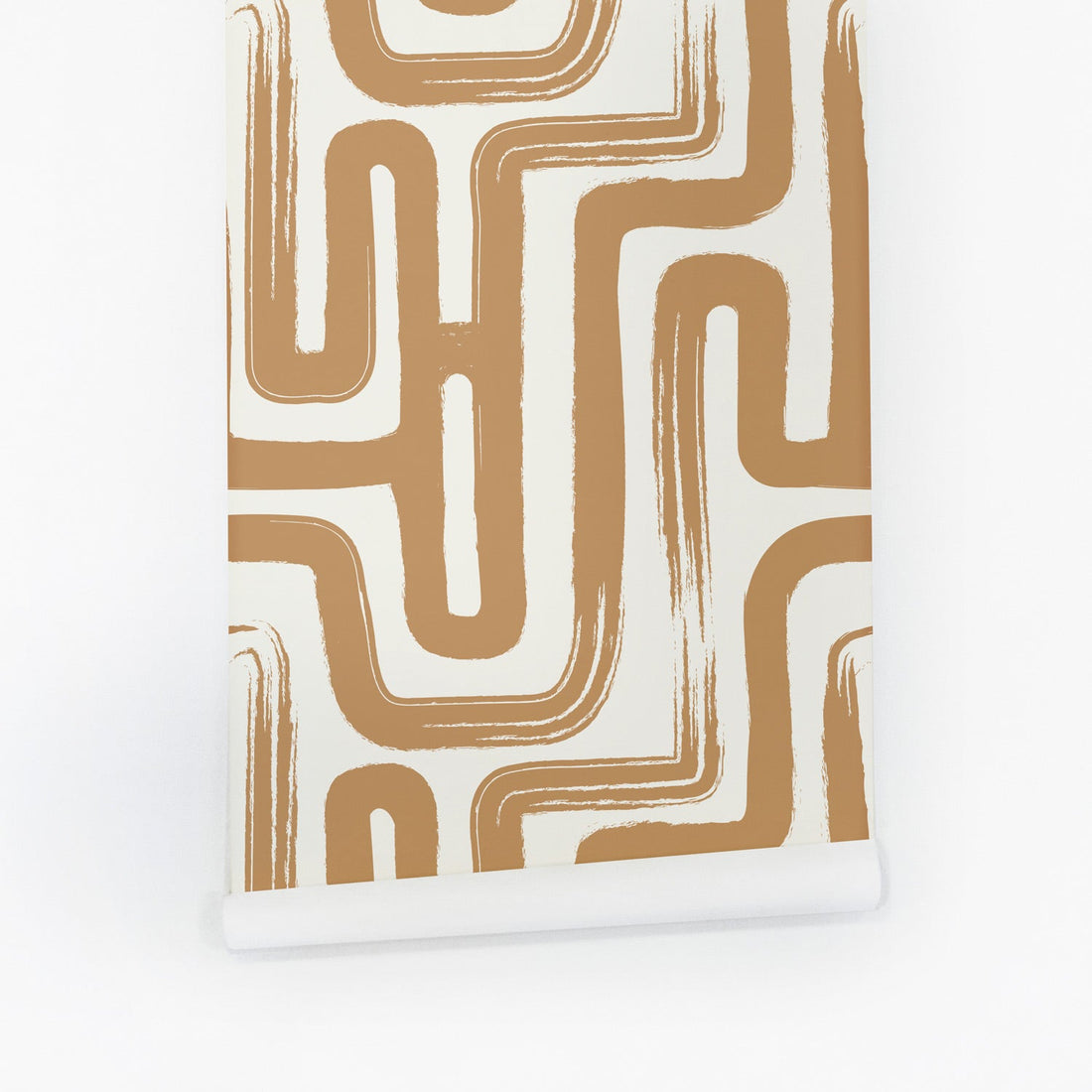modern brown paintbrush maze design removable wallpaper