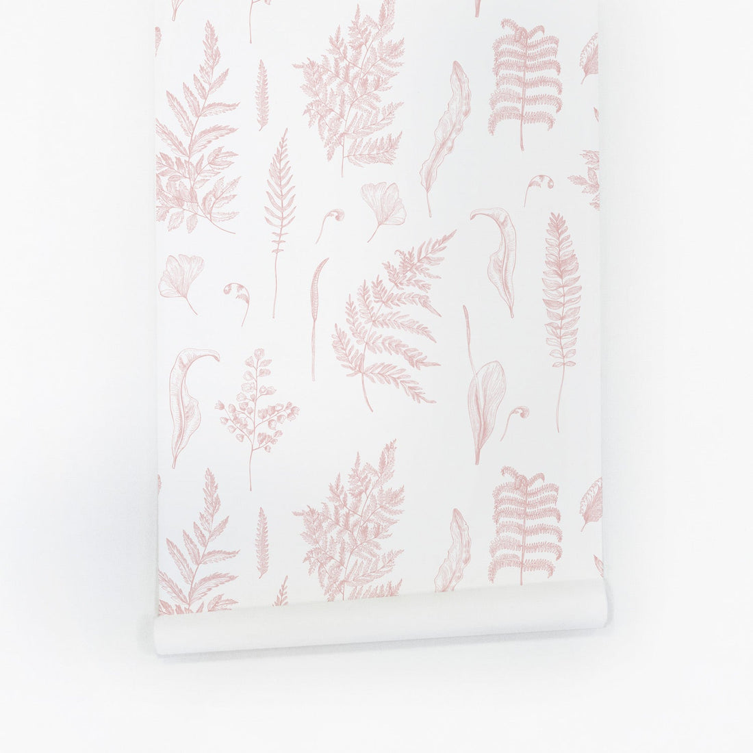 Pink botanical design removable wallpaper for nursery interior