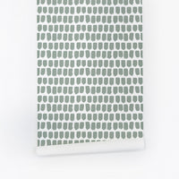 Sage green removable wallpaper with hand drawn watercolor brush strokes