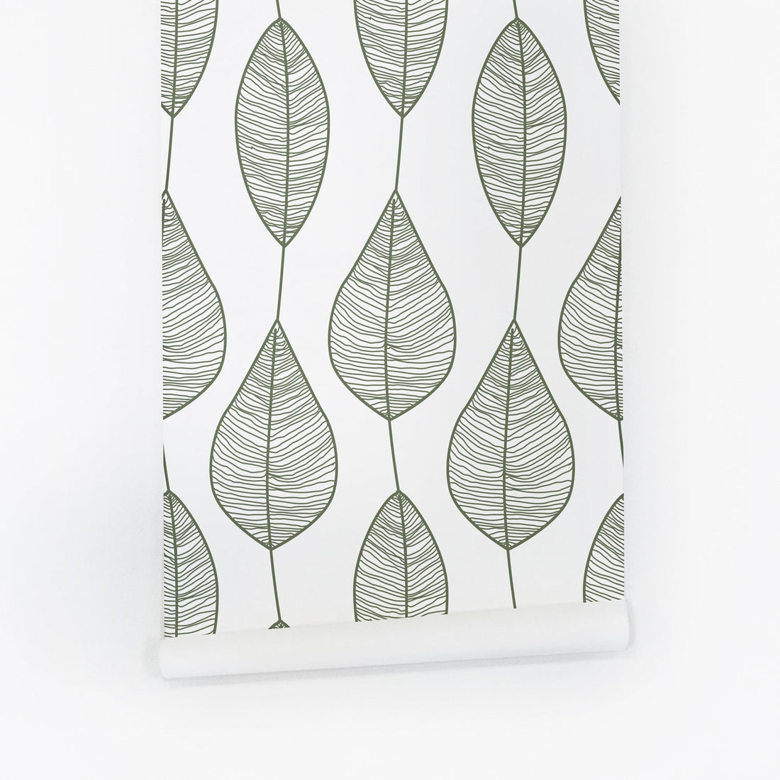 striped botanical leaves in green for modern kids room interior