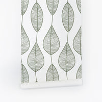 striped botanical leaves in green for modern kids room interior