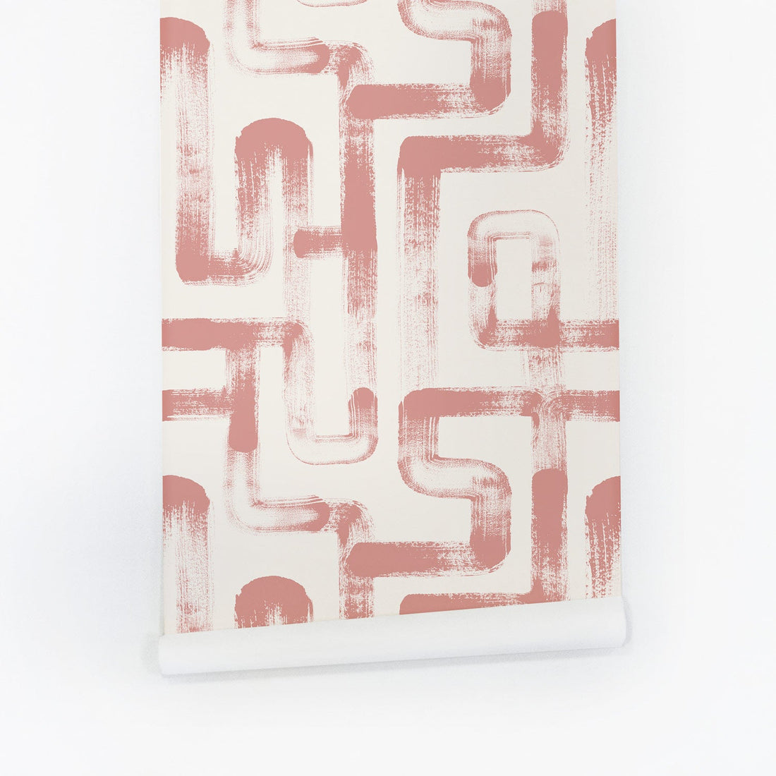 pink wallpaper with lines pattern for mediterranean style home