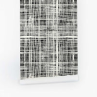 black and white plaid inspired removable wallpaper